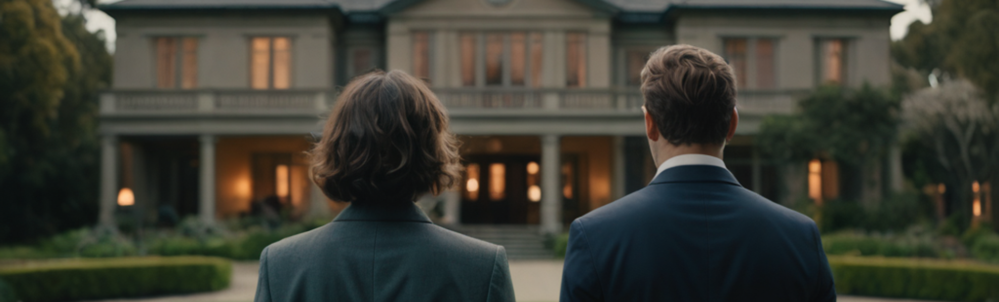 best mortgage finance broker couple standing in front of new house